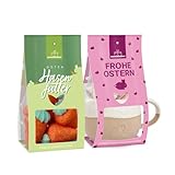 2er Ostergeschenkset Tasse Herz mit Marshmallows in Hasenform & Marshmallows Hasenfutter | Süßes Ostergeschenk für Kinder & Erwachsene | Perfekt für Osterkorb & Frühling