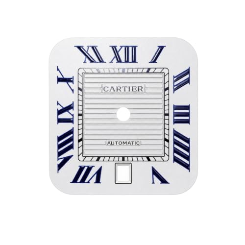 ROUHO Face de Montre Métallique 8215 Mouvement Remplacement Pièce Cadran Acier Inoxydable 27mm Carré Chiffres Romains Accessoire pour Cartier Santos - A3