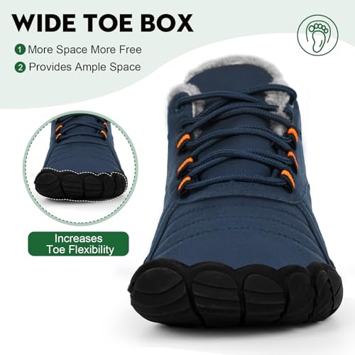 Orgone Winter Barefoot Shoes Snow Boots Women Men, Winter Warm Casual Snow Cold Boot Hiking Barefoot Womens Mens, Wide Toe Box Ankle Boot Five Finger Zero Drop Snow Booties Hike Shoes4