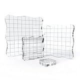 4 Pieces Acrylic Stamp Blocks with Grid and Grip, Muulaii Clear Stamping Blocks Set Essential Stampi
