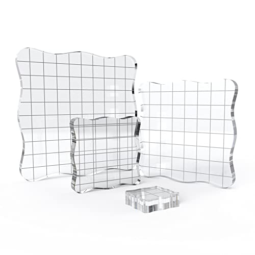 4 Pieces Acrylic Stamp Blocks With Grid And Grip, Muulaii Clear Stamping Blocks Set Essential Stamping Tools For Scrapbooking Crafts Making #TOP9