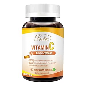 Lovita Vitamin C 1000mg with Bioflavonoids & Rose Hips, Timed Release Vitamin C, High Potency Vitamin C to Boost Healthy…
