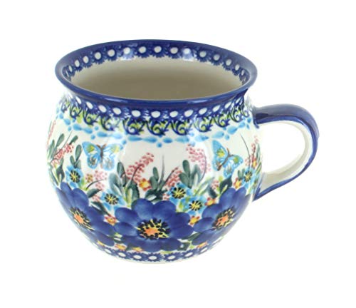 Mug Blue Rose Polish Pottery Garden of Blue 18 oz