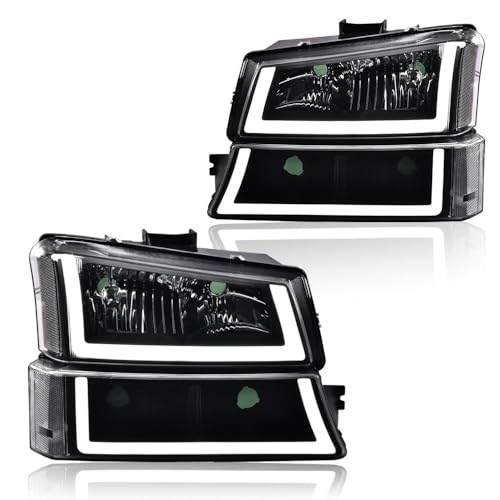 Image of GRAND ORANGE LED Headlight Assembly Compatible with Chevy Silverado & Avalanche 1500 2500 2003-2006 GM250222, GM2503224, 10396913, 15199557, 2503224, 2502224 Clear Lens Black Housing Clear Reflector