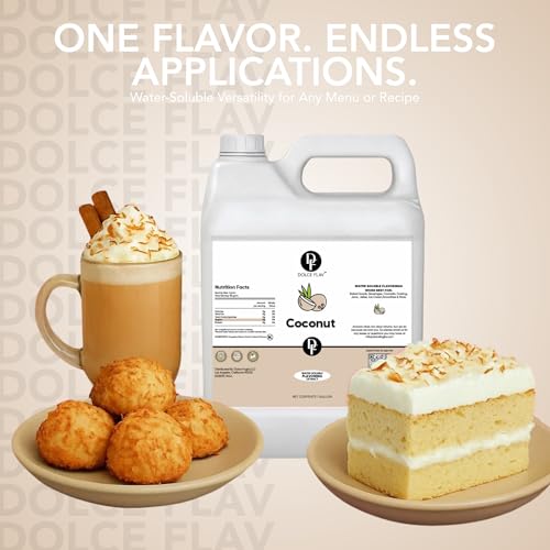 Image of Dolce Flav Coconut Flavoring - 32 oz. - Premium Water-Based Extract for Ice Cream, Desserts, Boba, Beverages & Baked Goods | Ideal for Tropical-Inspired Menus & Commercial Kitchens