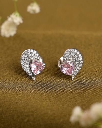 Image of CLARA 925 Sterling Silver Stud Earrings | Platinum Plated | Daily Wear |Gift for Women and Girls