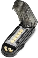BUG HULL Tablettenteiler für Mehrere Pillen Auf Einmal, Tablettenschneider für Kleine Und Winzige Tabletten Und Große Tabletten, Pillenteiler Mit versteckter Schneide Aus Edelstahl (Schwarz)