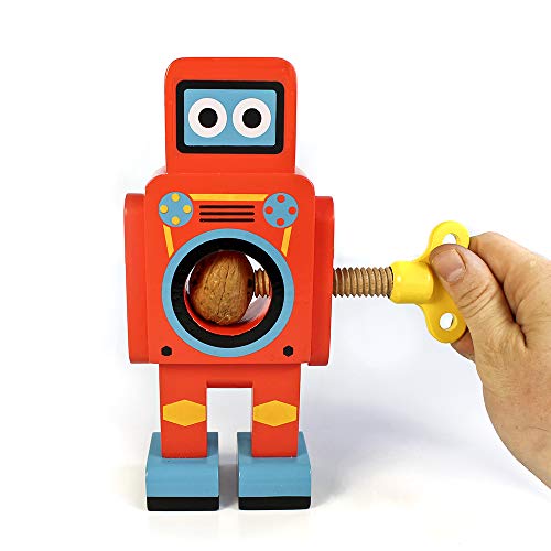 Suck UK Robot Nutcracker | Wooden Nut Crackers for Mixed Nuts | Red Nut Cracker Kitchen Gadgets | Robot-Themed Kitchen Utensils & Home Accessories | Fun Kitchen Gadget | Novelty Gifts |