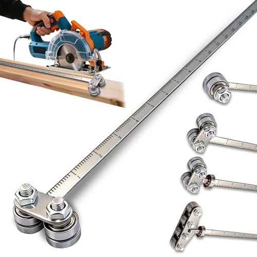 16in Positioning Calipers for Circular Saw, Stainless Steel Rip Cut Circular Saw Guide with 2 bearings, Adjustable Positioning Calipers for Precise Measurements & Easy Wood Cutting