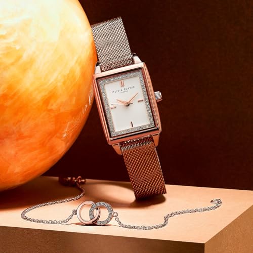 Image of Olivia Burton Rectangular Women's Watch - 25.5mm, 3H Quartz Movement, Stainless Steel, Water Resistant 30M (3ATM)