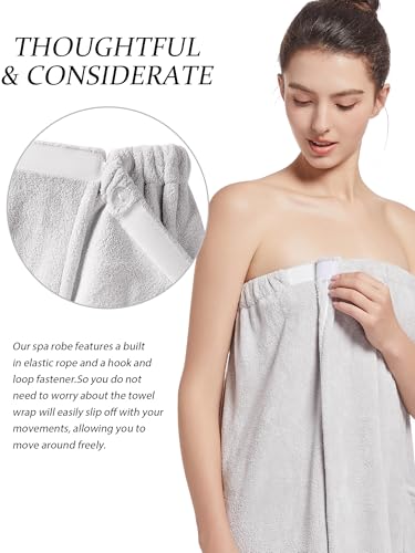 Image of Women'S Soft Wrap Towel Full Length,Bath Robe After Shower Female Plush Long,Spa Bathrobes Lightweight With Pockets