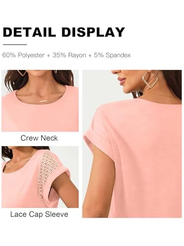 Image of Bliwov Womens Tops Lace Cap Sleeve T Shirts,Cute Trendy Casual,Beach Vacation Outfits,Summer Spring Fashion Clothes