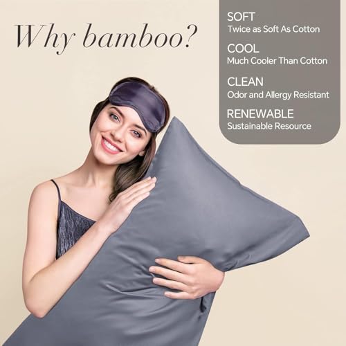 Image of BEDELITE King Pillow Cases Set of 2, Rayon Derived from Bamboo, Grey | Cooling and Breathable Pillow Cover for Hot Sleepers & Night Sweats, Silky Soft Cozy, Envelope Closure, 20x36 Inches