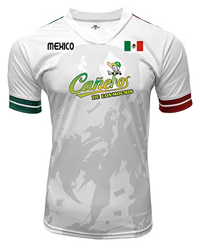 ARZA Jersey Cañeros de Los Mochis DTF Logo Design Mexico White Short Sleeve for Men (US, Alpha, Medium, Regular, Regular, White)