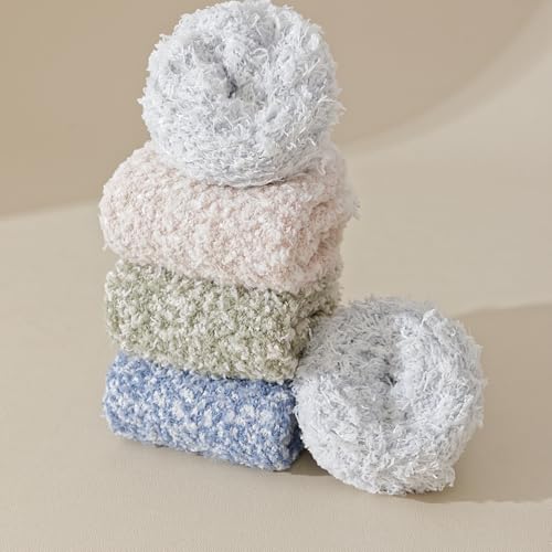 Image of SKOLA Cozy Winter Fuzzy Women Socks Grip Slippers Fluffy House Non Skid Microfiber Socks
