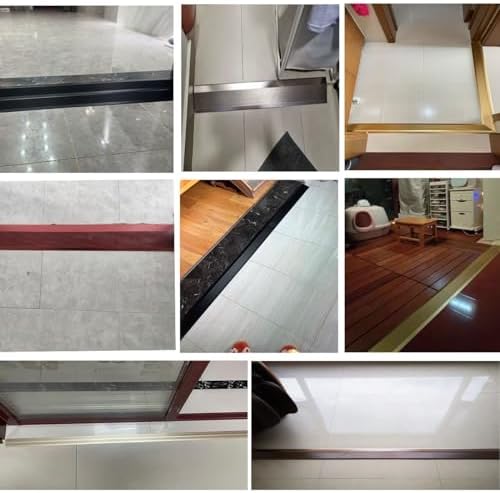 4" Wide Aluminum Threshold Strip - Non-Slip Reducer for Uneven Floors, Laminate to Tile/Carpet Transition, 41.3" Adjustable Doorway Solution