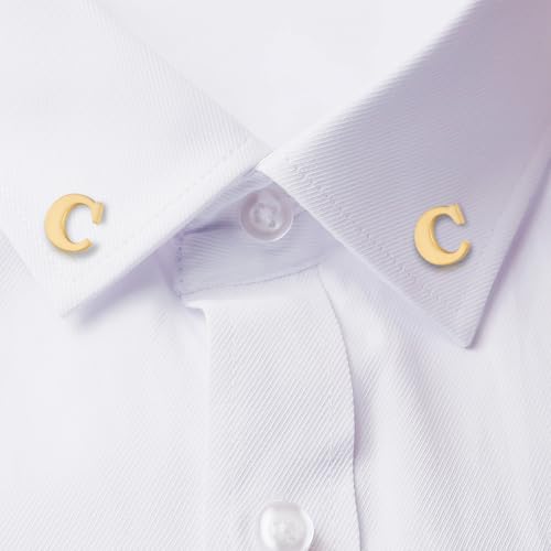 Image of HONEY BEAR Mens Womens Initial Alphabet Letter Lapel Pins Collar Badge Brooches for Business Wedding Graduation Gift Matte Gold 0.59 inches