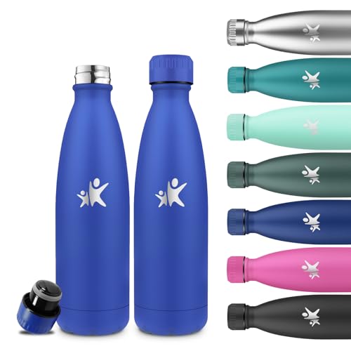 Grsta Botella Agua Acero Inoxidable- 500ml- Botella Termica, Cantimplora Infantil, A Prueba de Fugas, Cantimplora sin Bpa, Aislamiento al Vacío, Termo para la Escuela, Oficina, Cámping, Gym, Running