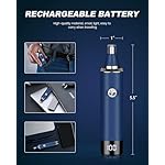 Nose & Ear Hair Trimmer Clipper with LED Display for Men Women, 2025 Model Painless USB Rechargeable Eyebrow & Facial Hair Trimmer,Professional IPX7 Waterproof Dual Edge Blades (Cyan) - Image 4