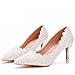 Scarpe da Sposa in Pizzo, Scarpe A Punta con Tacco Alto da Sposa E Damigella d'Onore, Décolleté da Sposa da Festa, Scarpe con Tacco A Spillo da Donna (6 Cm, Orecchini con Collana),Bianca,42 EU