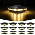 VOLISUN Solar Post Cap Light Outdoor Waterproof 12pack,Solar Fence - Post Lights for 4x4 5x5 6x6 Wooden/Vinyl Post,Black Deck Post Cap Light Solar Powered with Warm White for Garden/Patio/Porch