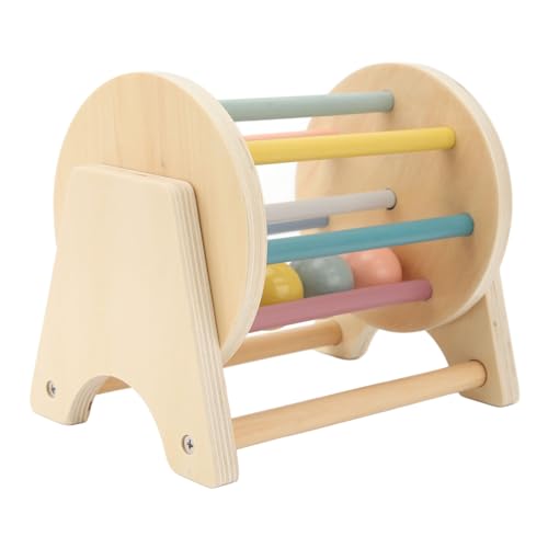 Sorandy Juguete Rodante de Sonajero de Madera Atractivo para el Pensamiento Lógico y la Mejora de la Coordinación Ojo-Mano, Tambor Rodante Cilíndrico de Tilo para Exploración de Niños Pequeños,