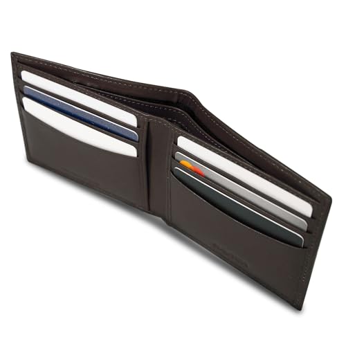 Image of Nautica Men's Bifold Leather Wallet | RFID Blocking | ID Window | Card Slots | Organization | Durable | Stylish