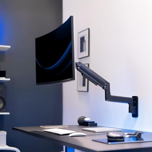VIVO Premium Ultrawide Monitor Counterbalance Wall Mount for up to 49 inch Screens, Holds 44 lbs, Full Motion, Max VESA 100x100, Black, MOUNT-V101V
