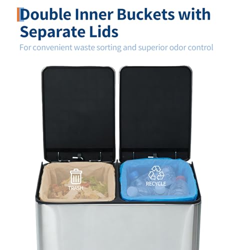 Bote de basura doble compartimento 40L acero inoxidable miniatura 5