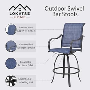 Lokatse home outdoor swivel bistro stool set of 4 for balcony poolside backyard garden blue  urban country home decor