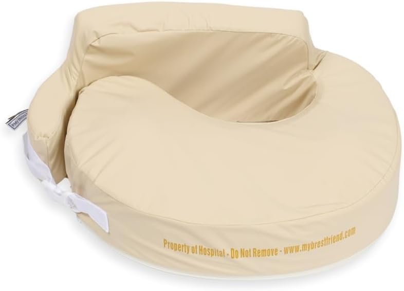 My Brest Friend Super Deluxe Nursing Pillow for Breastfeeding and Bottlefeeding with Lumbar Support, Convenient Pocket and Removable Slipcover, Professional, Sand Sand Super Deluxe