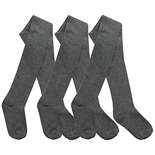 HiFEN 3 Pairs Girls Cotton Rich Plain Tights Warm Soft Thick Formal Smart Casual Back to School Girl Tights