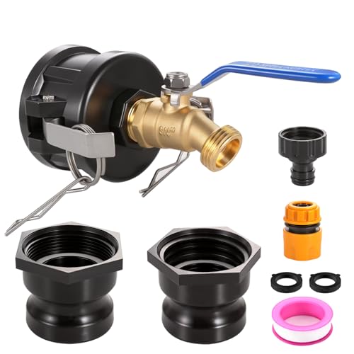 Ceaeso IBC Tote Hose Adapter 2 Camlock Adapter for 275-330 Gallon IBC Tote Tank with 2 Size Cam Groove Fittings (2 Coarse and 2 Fine) Camlock Fittings to 3/4 Garden Hose Male Thread