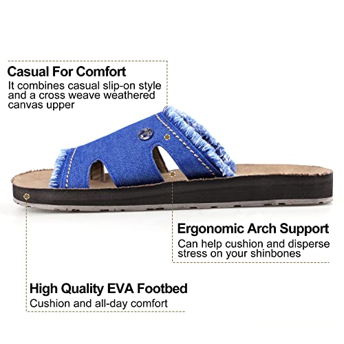 Tiestra Womens Canvas Slides Sandals With Arch Support-Comfort Lightweight Indoor &Outdoor Casual Summer Shoes Blue Eu41 Us10 #TOP1