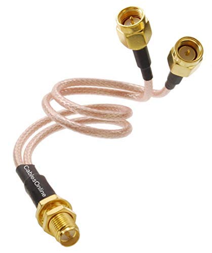 CablesOnline, 8-in RP-SMA Bulkhead Female to 2X SMA Male Gold-Plated 50Ω RG316 Coax Y-Splitter