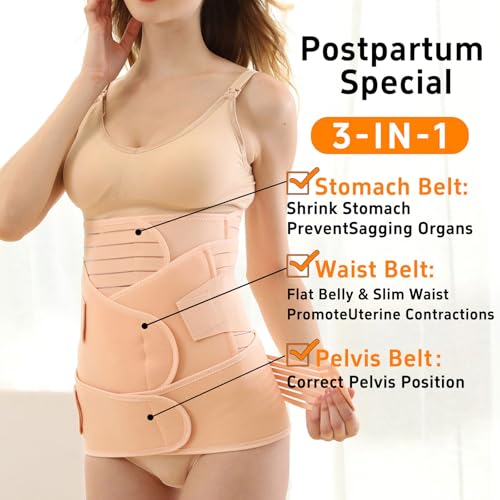 3 in 1 Postpartum Belly Band Post Partum for Women Abdominal Binder Surgery C Section Recovery Stomach Belly Wrap Belt3