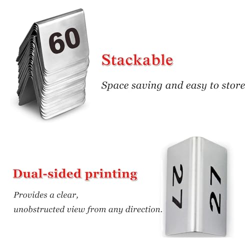 Wielokrotnego użytku Numery Stołu Ze Stali Nierdzewnej 1-50, Sturdy Metalowe Karty Namiotowe Na Wesela i Bankiety, Podwójne Stackable Seat Znaki Do Dekoracji Imprezy Restauracji