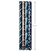 Hallmark Reversible Christmas Wrapping Paper Bundle, Elegant Blue and Gold (4 Rolls: 150 sq. ft. ttl.) Dark Blue, Gold, Teal Snowflakes, Peace, Stripes, Geometric