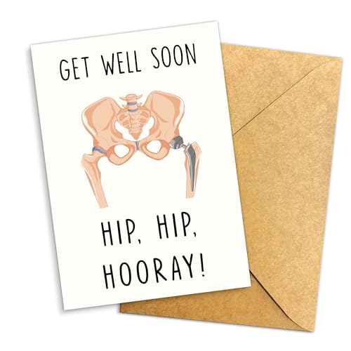 Podagree Hip Hip Hooray Card Funny Birthday Card Girlfriend Boyfriend Him Her Husband Wife Get well Soon card Hip Replacement Greeting Cards Single 5.3''x8'' with Envelope