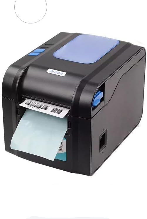 Xprinter XP-370B with a label being printed