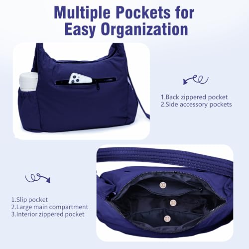 Image of Nylon Hobo Crossbody Bags Lightweight Shoulder Bag Large Casual Travel Handbags with Adjustable Strap