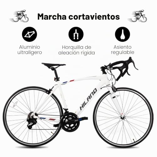 Miniatura 3 de Hh Hiland - Bicicleta De Carretera 700c Racing Bike City Con 14 Velocidades, Cadena De Accionamiento De 50 Cm, Color Blanco