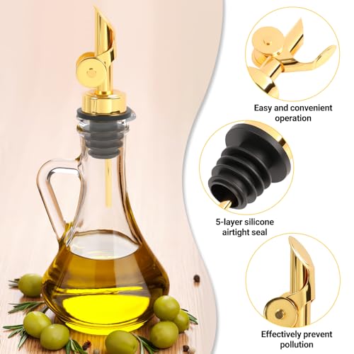 Miniatura 4 de 2 Vertedores De Aceite De Acero Inoxidable Para Botellas De Aceite, Tapón Antigoteo Con Tapa Abatible Automática, Dosificación Precisa De Aceite De Oliva Y Vinagre, Evita Gotas Y Desperdicios
