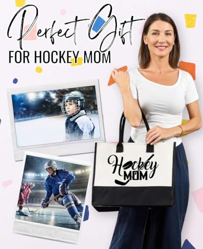Bolsa tote de lona InnoBeta para mamá de hockey con cierre y correa miniatura 7