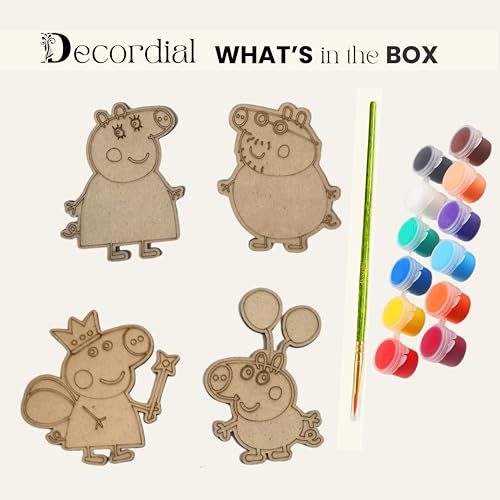 Image of Peppa Pig Theme Wooden Magnet Creativity Arts & Crafts Painting Kit for Kids, Fridge Magnets for Kids Return Gifts