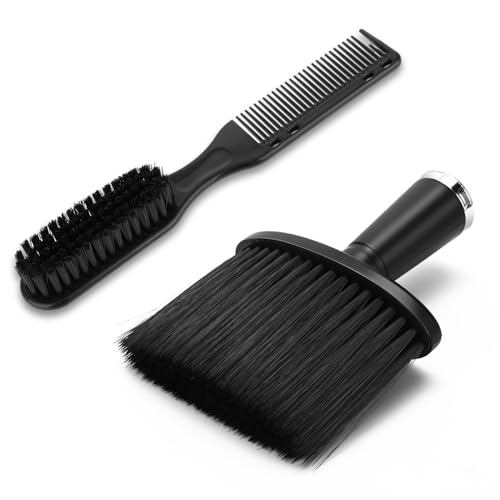Barber Neck Duster Brush and Fading Brush, Professional Barber Neck Duster Hair Cutting Cleaning Brush, Barber Dusting Hairbrush Styling Tool(Wide Set)