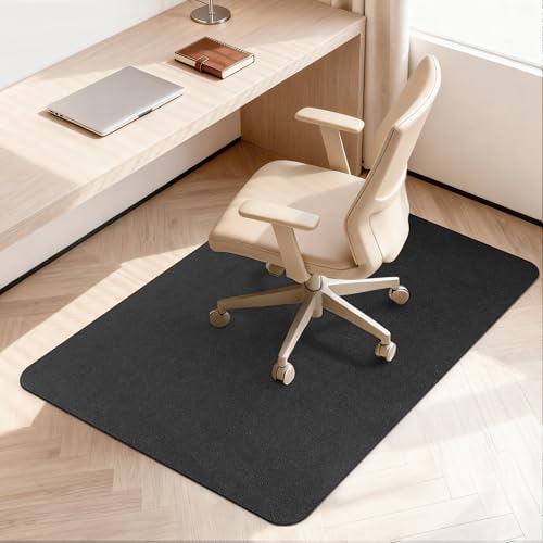 BesWin Office Chair Mat for Hardwood Floor, 90 x120 cm Computer Floor Protector Mat for Office Chair, Heavy Duty Anti-Slip Desk Chair Mats Rugs for Home Office, Easy Glide and Clean, Black