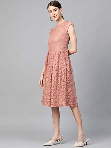 Image of pluss Women Pink Solid Dress (LDR8223-ONIONPINK)