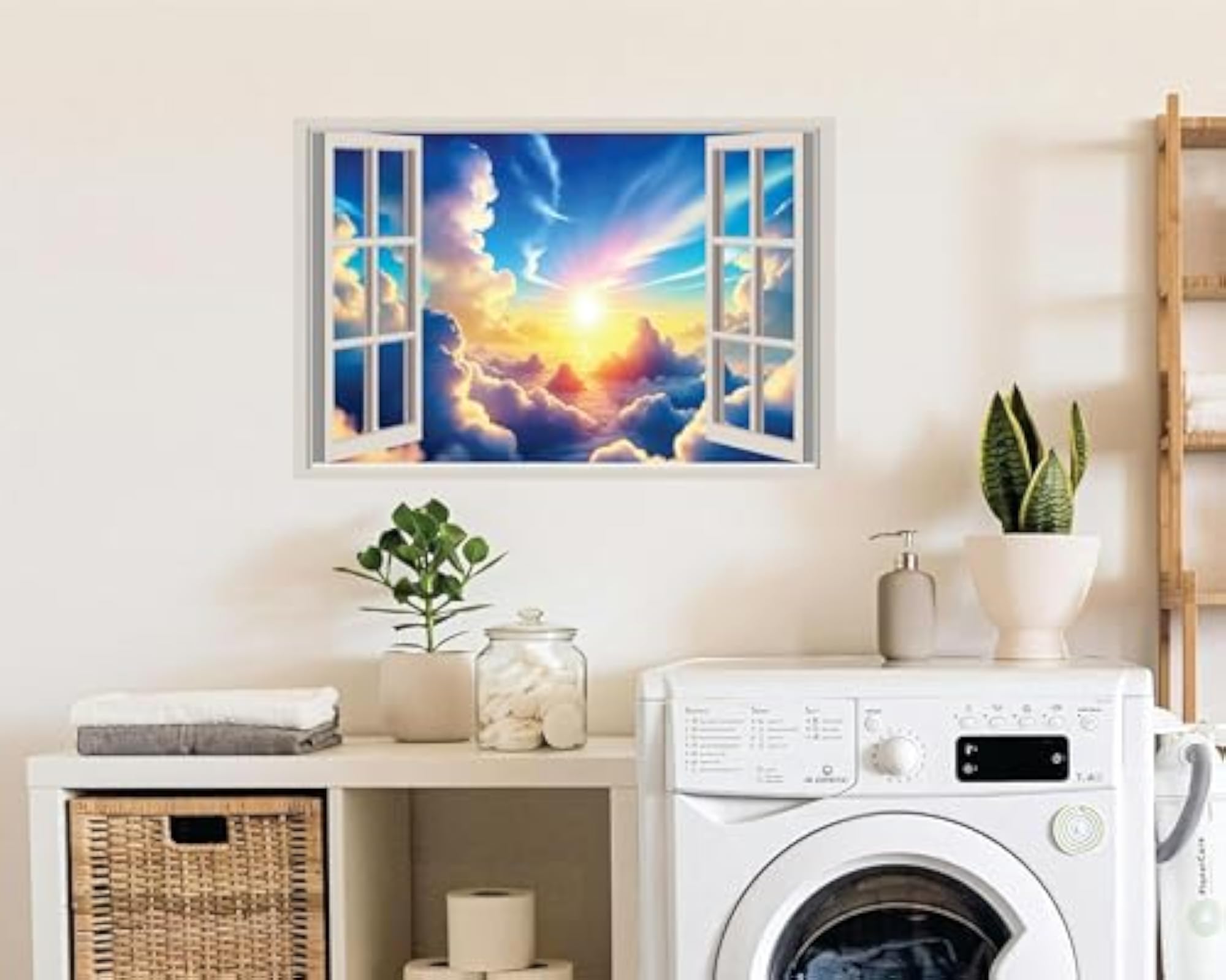 3D Scenic Clouds Sunset Sky View Wall Decal, Removable Vinyl Art