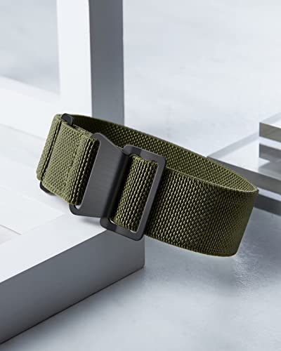 Image of BINLUN Elastic Nylon Watch Band 18mm 20mm 22mm Marine Nationale Fabric Military Parachute Replacement Watch Strap Men Women Silver & Black Buckle - Upgraded Hook-and-Loop Buckle